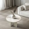 Natural Marble Coffee Table, Snow Mountain, Semi Polished Surface - White - Image 5