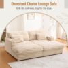 Upholstered Oversized Double Chaise Lounge Sofa With USB Ports And Cup Holders - Champagne - Image 5