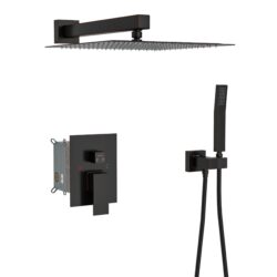 Elegant Dual Shower Head System With 12" Wall Mounted Square Design In - Oil-Rubbed Bronze