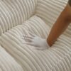 Giant Plush Bean Bag Chair For Adults With Armrests And Footstool - Beige - Image 8
