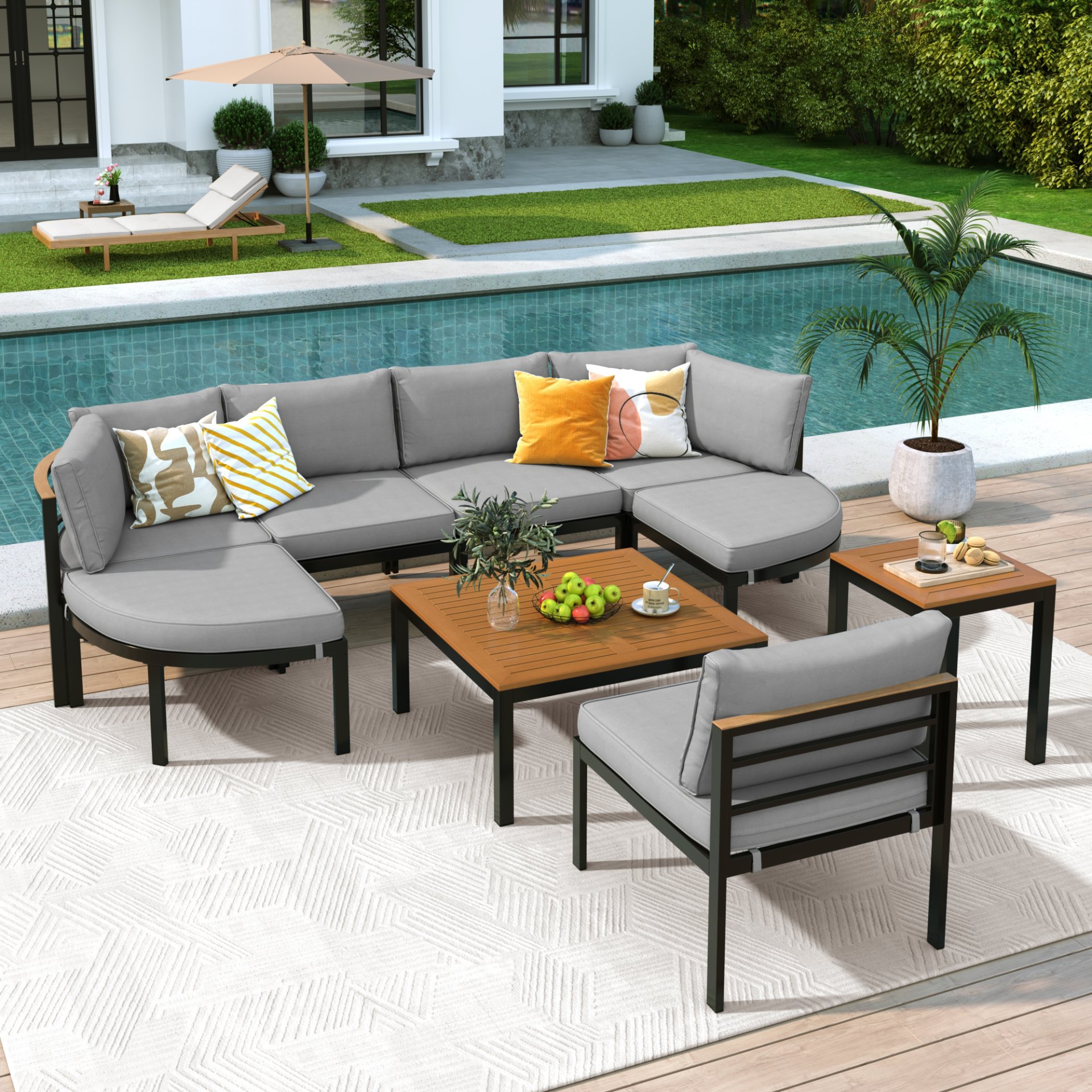 Outdoor Sectional Sofa Set With Cushions - Gray - Image 3