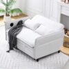 Letter Striped Multi Functional Sofa Bed With Adjustable Armrests And Backrests - Beige - Image 8