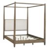 Queen Canopy Bed Frame With Upholstered Headboard - Brown - Image 5