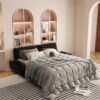 Queen Pull Out Sofa Bed, 3 In 1 Convertible Sleeper Sofa Multifunctional Velvet Loveseat Bed - Black - Image 5