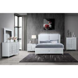 Brenda - 5 Piece King Bedroom Set With LED Lighting - Gray