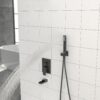 16" Ceiling Mount Square Shower System With Waterfall Tub Spout And Rough In Valve - Matte Black - Image 5