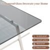 Rectangle Coffee Table, Tempered Glass Tabletop With White Metal Legs, Modern Table For Living Room - Gray - Image 9