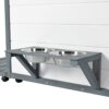 Modern Design Outdoor Dog House With Food Bowl And Wheels Pine - Gray / White - Image 9