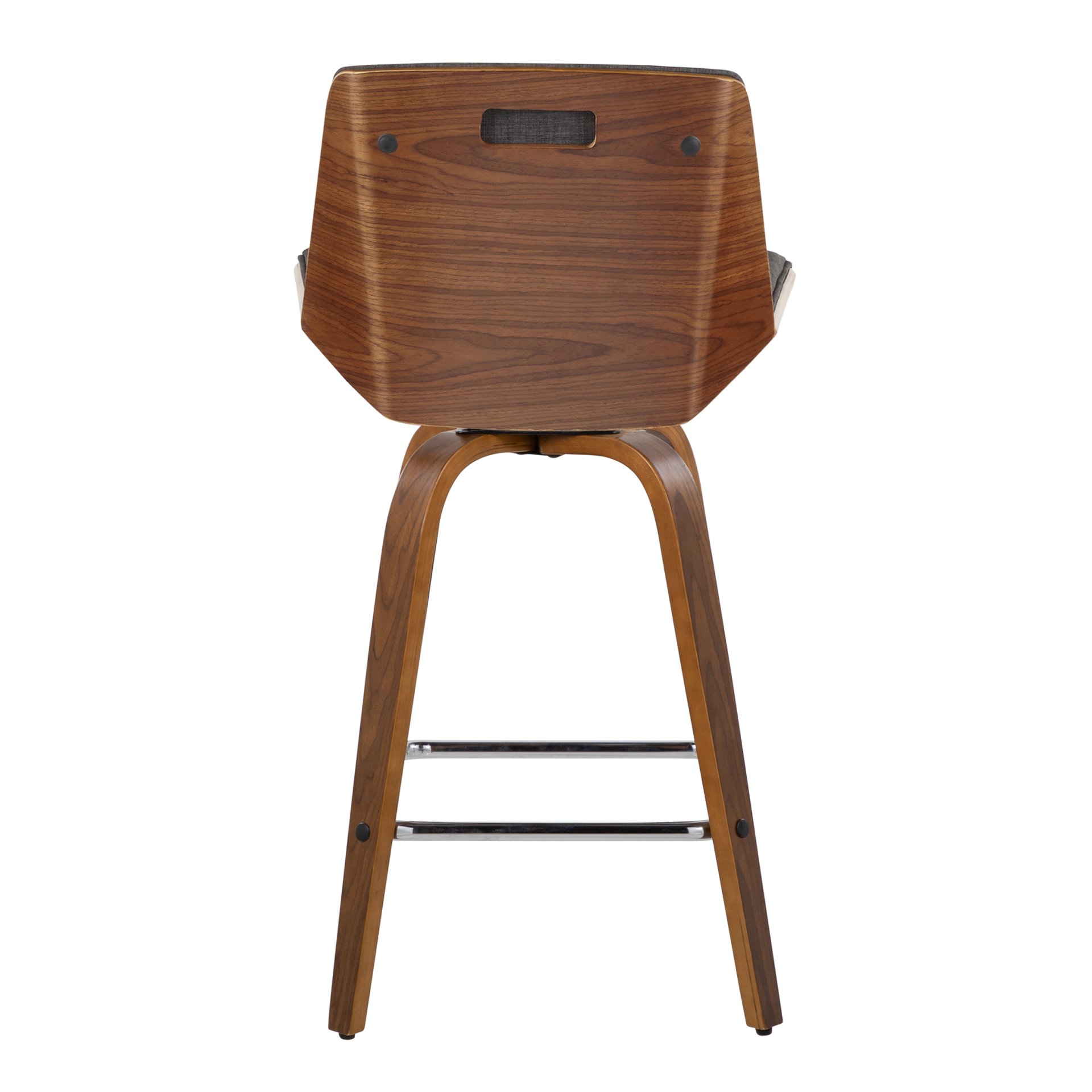 Corazza - Mid-Century Modern Fixed Height Counter Stool & Swivel And Square Footrest (Set of 2) - Walnut / Charcoal - Image 5