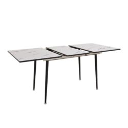 Modern Extendable Dining Table And Chair Set With Metal Base And Suede Chairs, 4 Piece - Gray / White
