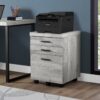 File Cabinet, Rolling Mobile, Storage Drawers, Printer Stand, Office, Contemporary & Modern - Gray - Image 5