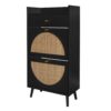 Allen - Rattan 2 Door 1 Drawer Cabinet Shoe Rack For Entrance, Double Layer - Black - Image 8