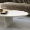 Snow Mountain Marble Coffee Table, Living Room Table, Unique Stone Design - White / Natural - Image 7