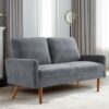 Loveseat Sofa, European Style With Sleek Design, Modern & Vintage Flair, Upholstered 2 Seater Couch - Gray - Image 6