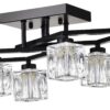 6 Light Crystal Ceiling Light For Dining Room, Modern Ceiling Lamp With Light Fixture For Farmhouse Entryway Living Room (6*G9 Bulbs Included) - Matte Black - Image 17