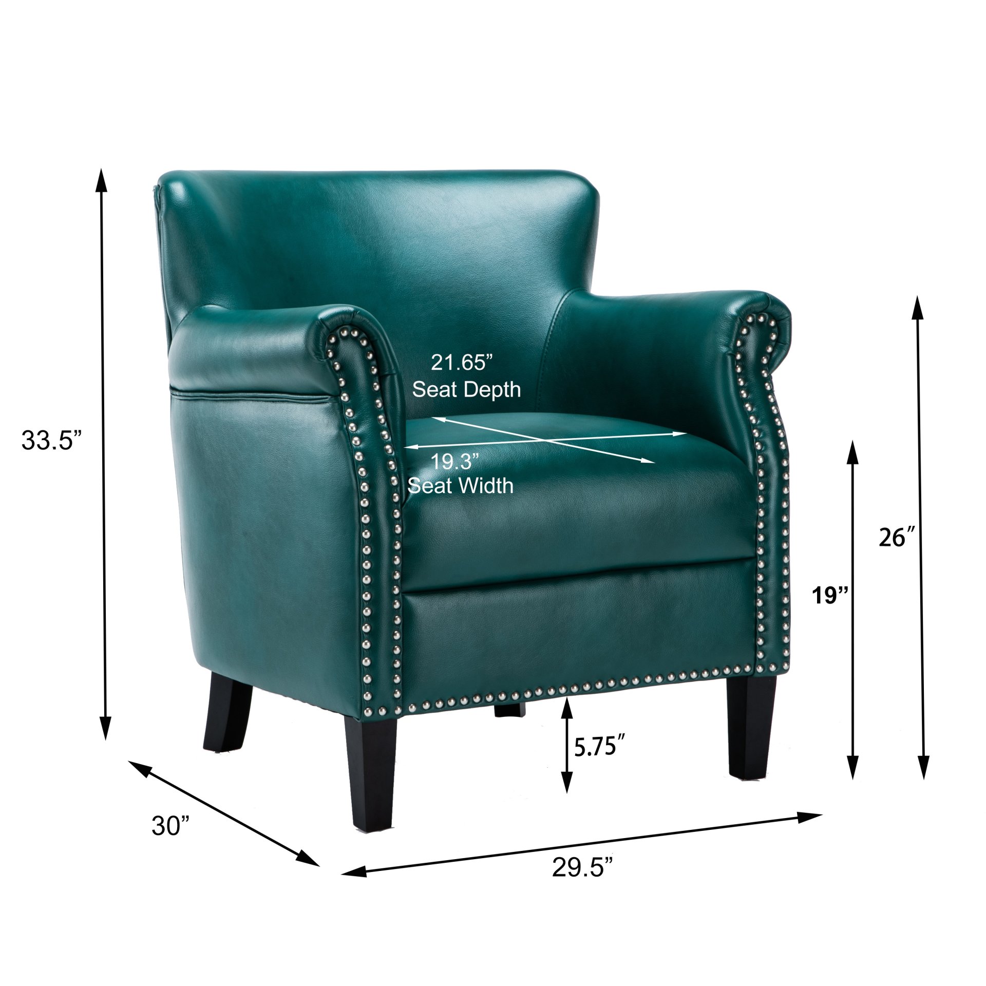 Hadley - Club Chair With And Hardwood Frame - Teal - Image 3