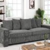 Luxe Corduroy Sofa With 5 Matching Toss Pillows, Sleek Design, Spacious And Comfortable 3 Seater Couch - Gray - Image 9