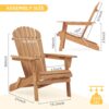 Wooden Outdoor Folding Adirondack Chair (Set of 2) Wood Lounge Patio Chair For Garden, Garden, Lawn, Backyard, Deck, Pool Side, Fire Pit - Light Brown - Image 3