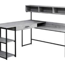 Computer Desk, Home Office Corner, Storage Drawers, L Shape, Laptop, Contemporary & Modern - Gray