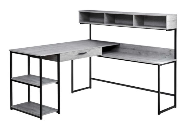 Computer Desk, Home Office Corner, Storage Drawers, L Shape, Laptop, Contemporary & Modern - Gray