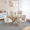 Modern Dining Chair (Set of 2) With Velvet Backrest And Golden Iron Legs For Dining Room - White - Image 4