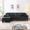 Modern Sectional Sofa Set With L Shape Chaise Lounge, Cup Holder, 4 Seat - Black - Image 4