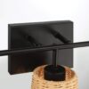 Moonlit - 3 Lights Wall Sconce With Shade, Bathroom Lighting Fixtures Over Mirror - Black / Rattan - Image 5