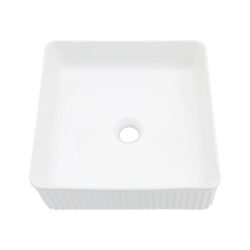 Modern Ceramic Square Vessel Bathroom Sink - White