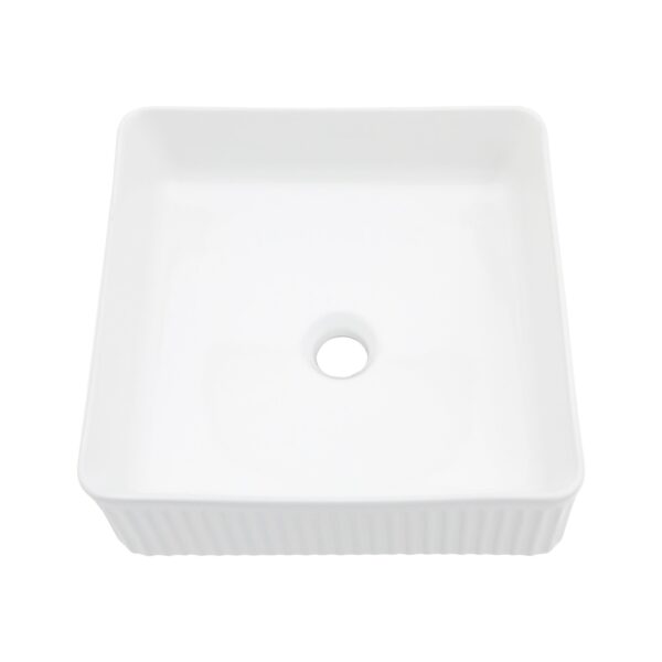 Modern Ceramic Square Vessel Bathroom Sink - White