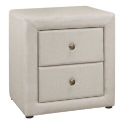 Nightstand, Storage Drawer, Upholstered, Transitional - Beige