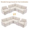 Power Recliner Corner Sofa Home Theater Reclining Sofa Sectional Couches With Storage Box, Cup Holders, USB Ports And Power Socket For Living Room - Beige - Image 7