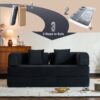 Convertible Sleeper Sofa Bed With Cylindrical Pillow, Floor Sofa Lounge Couch For Living Room - Black - Image 6