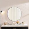 Wall Circular Framed Vanity Mirror For Bathroom, Living Room Decor - Black - Image 2