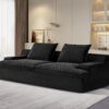 Nimbus - Oversized Full Foam 4 Seater Couch For Living Room Upholstered In Soft Corduroy, Wide Armrests - Black - Image 6