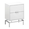 Accent Side Table, 2 Storage Drawer, Glossy Contemporary And Modern - White - Image 2