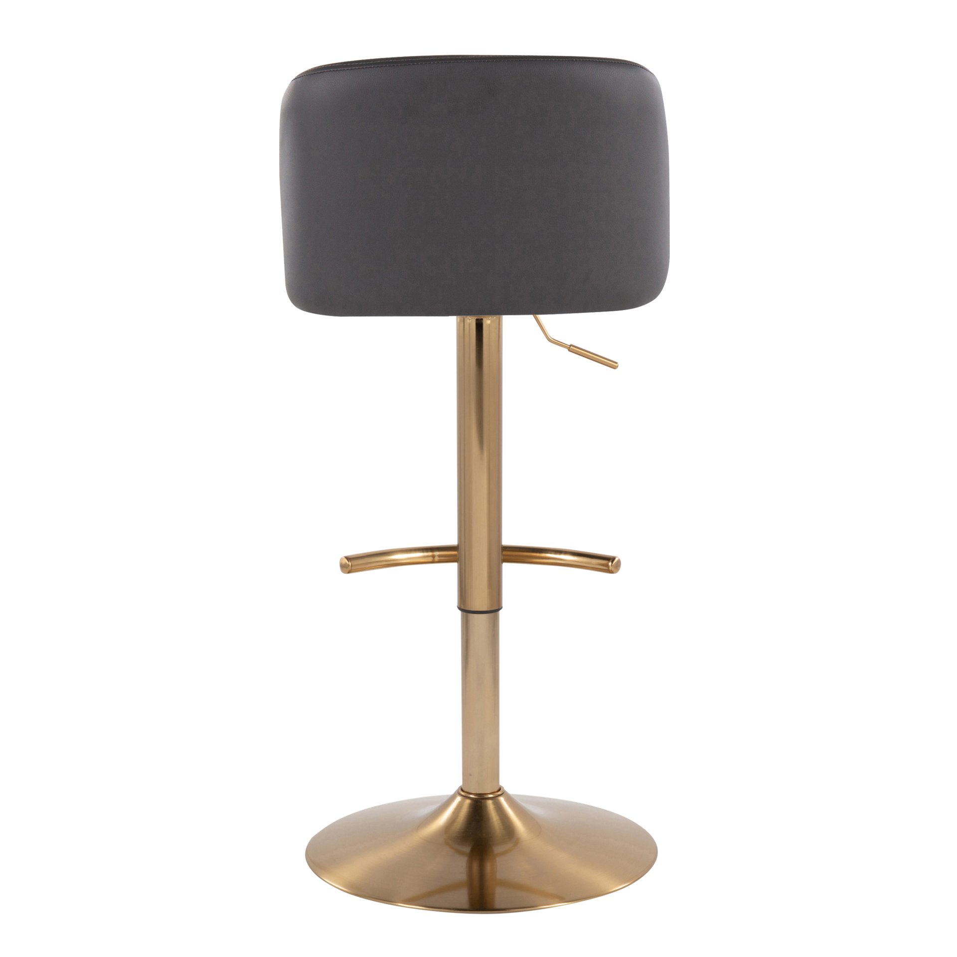 Toriano - Contemporary, Adjustable Barstool With Swivel With Rounded T Footrest (Set of 2) - Gray / Gold - Image 5