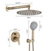 Wall Mounted Shower System With High Pressure Rain Shower Head & 5 Function Handheld - Brushed Gold - Image 3
