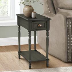 Accent Table, 2 Tier, Storage Drawer, Traditional - Green