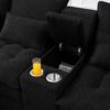 Upholstered U Shaped Sofa With Console, Cupholders, Sleeper Couch Set - Black - Image 12