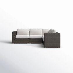 Luxury Outdoor Sectional Lounge Set With UV Resistant Cushions - Brown Mix