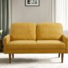 Loveseat Sofa, European Style With Sleek Design, Modern & Vintage Flair, Upholstered 2 Seater Couch - Mustard Yellow - Image 6
