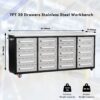 Garage Storage Cabinets With Workbench (20 Drawers) - Silver - Image 3