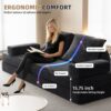 Multifunctional Convertible Sofa Bed With 2 Tumbler Backrests And 2 Pillows, Diy Modern Upholstered Couch - Dark Gray - Image 21