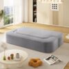 2 In 1 Foldable Sofa Plush Corduroy Sofa Convertible Floor Sofa Bed Deep Seating With Multi Functional Blanket Suitable For Living Rooms - Light Gray - Image 10