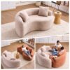 Tai Chi - Curved Dual Depth Loveseat, Full Compression Sponge Sofa - Beige - Image 2