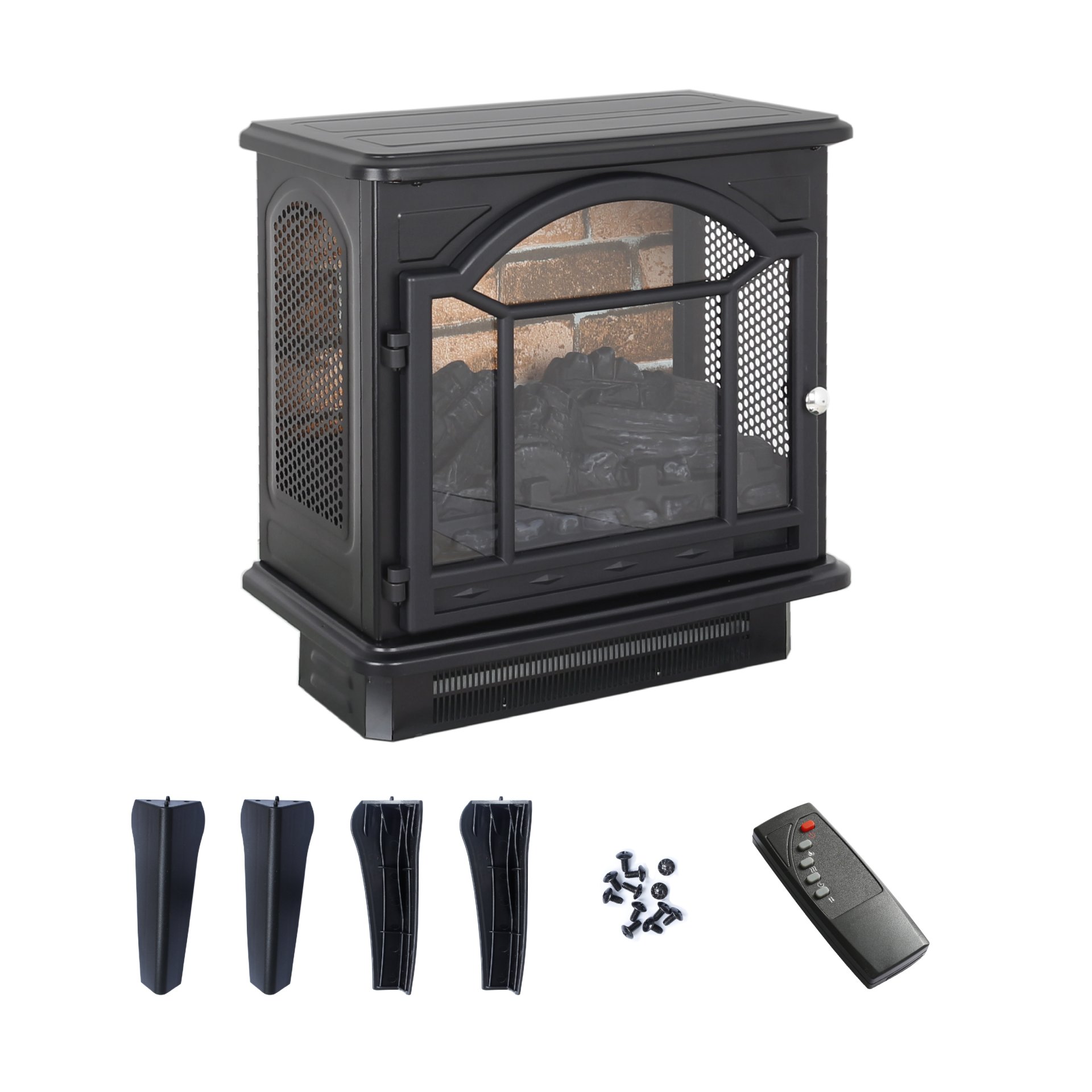 18 Inch 3D Flame Electric Infrared Quartz Fireplace Stove With Remote Control - Black - Image 12