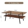 Rectangle Coffee Table, Tempered Glass Tabletop With Metal Legs, Modern Table For Living Room - Brown - Image 3