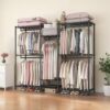 Heavy Duty Garment Rack With 8 Adjustable Wire Shelves And 5 Clothes Rails, Freestanding Closet Organizer Metal - Black - Image 10