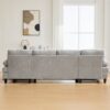 U Shaped Sectional Sofa Couch With Dual Chaise Lounges, Storage Pockets And Armrest Pillows - Gray - Image 9