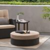 Modern Madras Ottoman With Ice Bucket Rattan, Iron, Waterproof Fabric - Brown - Image 6